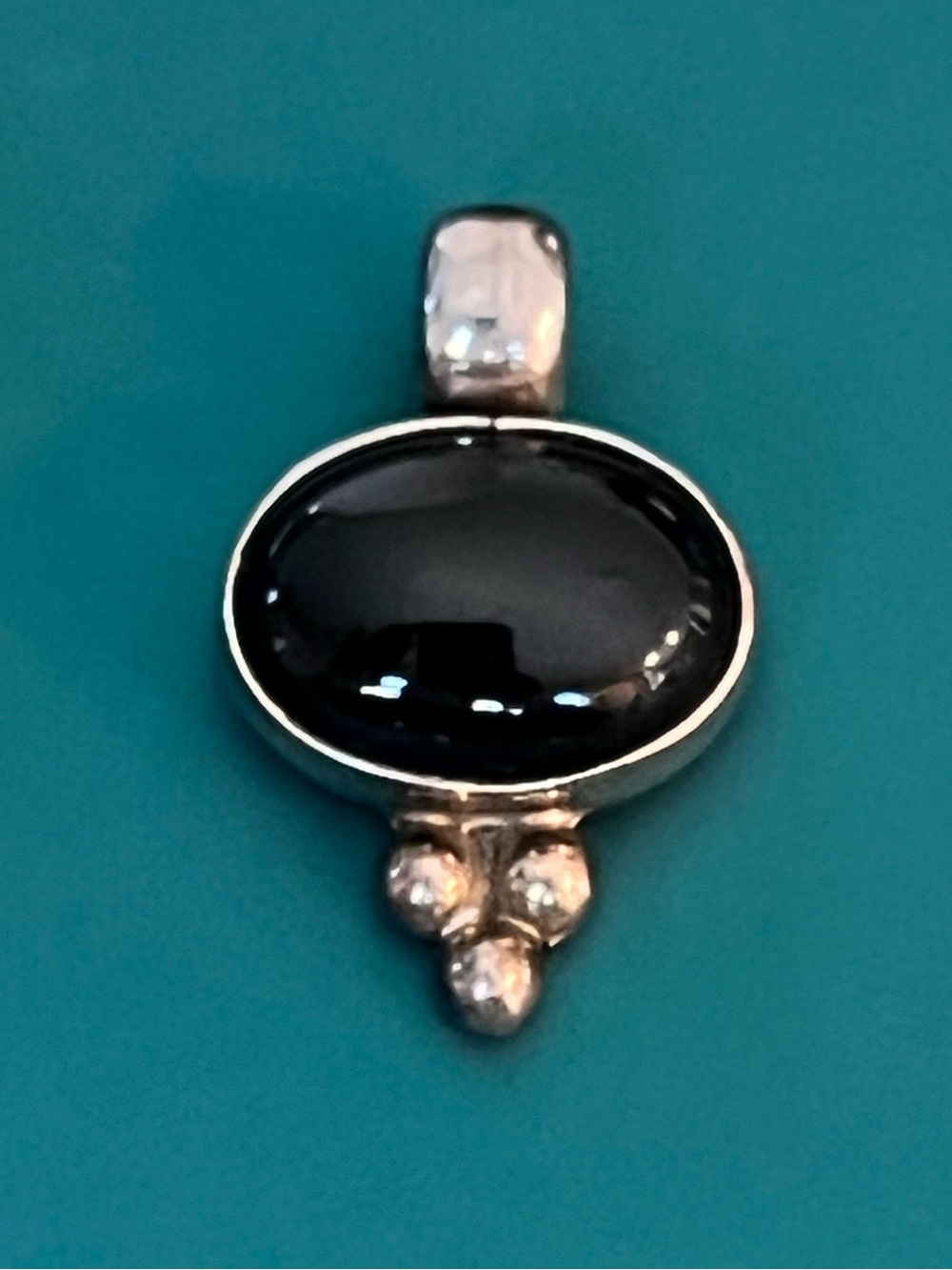Mexico 925 Silver Black Onyx Oval Pendant